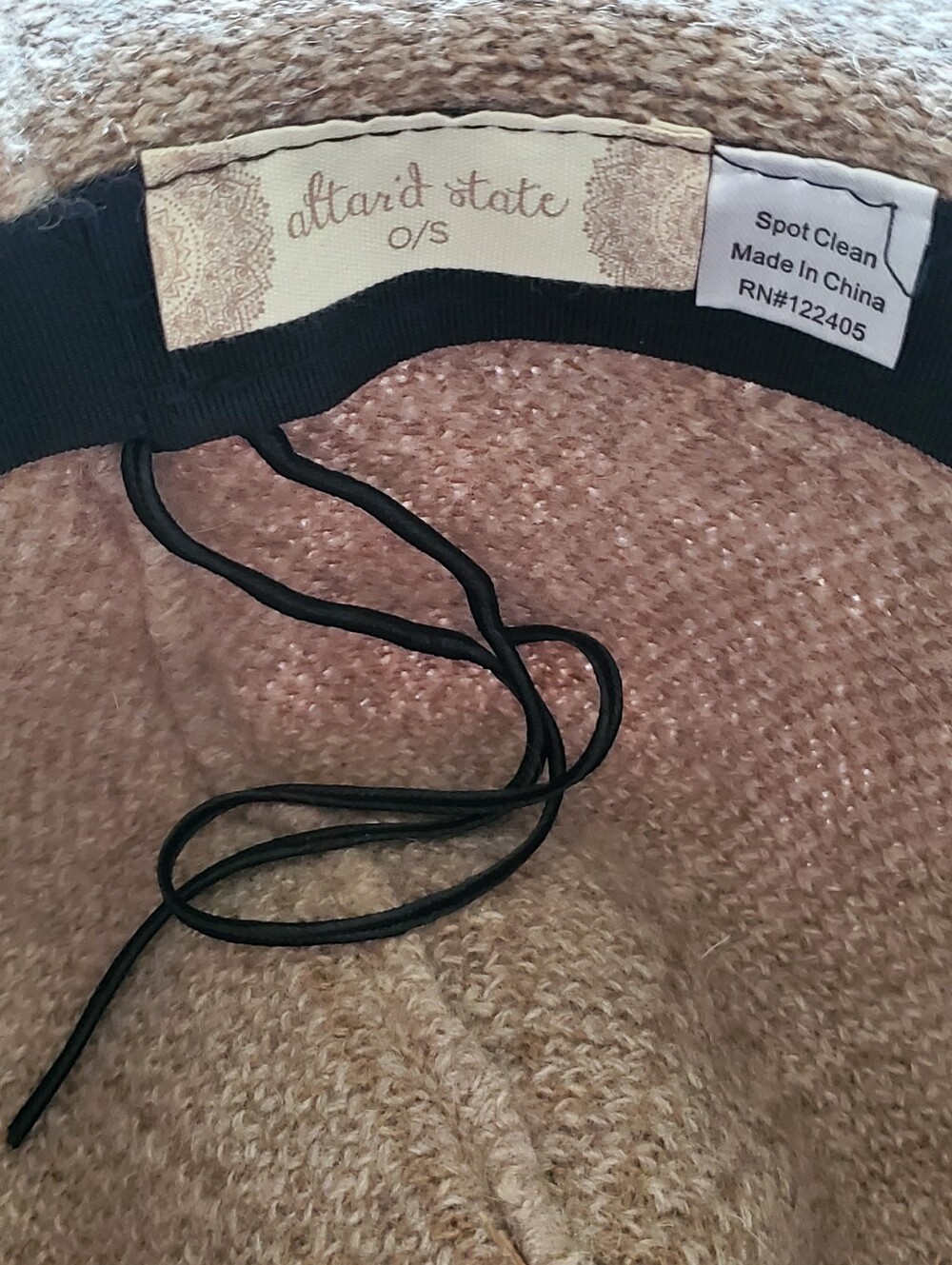 Altar'd State Boho Western Fedora Hat Knit Wool Blend Brown Medallion Trim - Picture 3 of 10